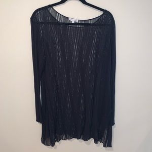 Black silk tank top, sheer black overlay